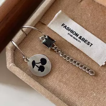 Серьги в виде фруктовой вишни, асимметричные длинные серьги с бахромой, модные, индивидуальные, простые, сладкие, холодные серьги