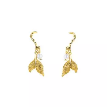 Серьги в виде хвоста русалки с супер-сказочным жемчугом, матовые и красивые, нерегулярные, серьги-русалки с длинной бахромой, модные