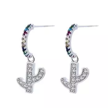 Серьги в виде кактуса в корейском стиле из стерлингового серебра 925 пробы, сладкие, свежие, противоаллергические серьги Mori Girl 925