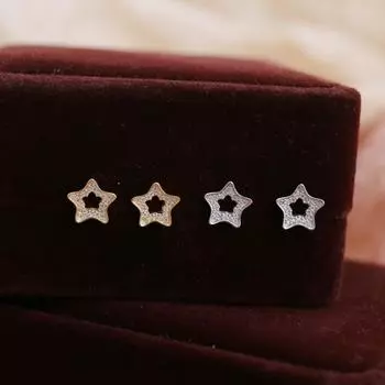 Серьги в виде пятиконечной звезды с полыми бриллиантами для женщин Милые и женственные серьги в виде маленьких морских звезд Модные и темпераментные серьги