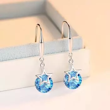 Серьги в виде пятиконечных звезд для модного темперамента женщин Простые длинные серьги