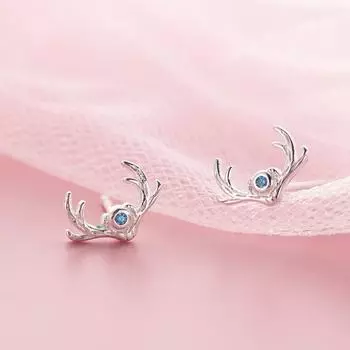 Серьги в виде рогов женские милые животные бриллиантовый узор лося украшения для ушей корейские нишевые дизайнерские аксессуары