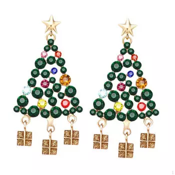 Серьги в виде рождественской елки, модные женские, подвесные, для рождественского подарка