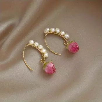 Серьги в виде розовых цветов для женщин, изысканные, милые и элегантные серьги. золотой