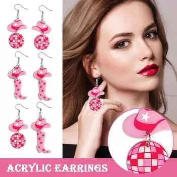 Серьги в виде шляпы, сапог, модные акриловые серьги в стиле вестерн-ковбой One Size