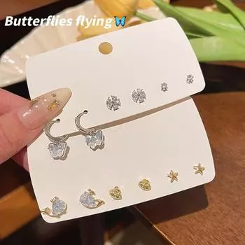 Серьги в виде синего кристального кита и бабочки: Универсальные украшения для женщин A1729 золотой