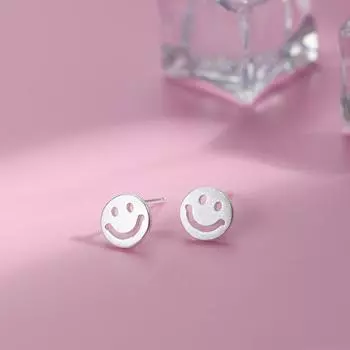 Серьги в виде смайлика, женские, маленькие, милые, с позитивным выражением энергии, матовые серьги, корейская версия, нишевый дизайн, аксессуары