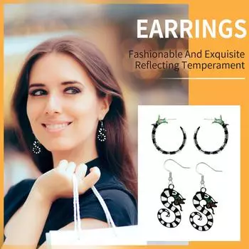 Серьги в виде змеи для женщин, серьги-кольца в виде змеи, украшения в виде черной змеи, серьги в виде готического песчаного червя, аксессуары для украшения костюмов для косплея белый