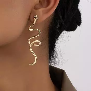 Серьги в виде змеи для женщин, европейский и американский темперамент, ретро-стиль, длинные преувеличенные серьги золотой