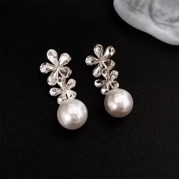 Серьги Water Diamond Flower Water Drop Серьги Модные серьги Серьги Аксессуары для сережек One Size белый