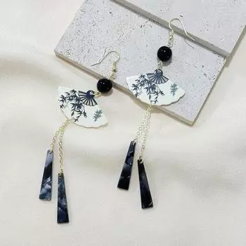 Серьги-веера с бахромой в национальном стиле в стиле ретро, женственные серьги, подвески, аксессуары для конского снаряжения, индивидуальные серьги-темпераменты.