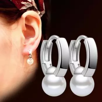 Серьги Weihua Fashion с серебряным покрытием Apollo Pearl - Милые индивидуальные украшения для женщин imitation pearls/pair белый