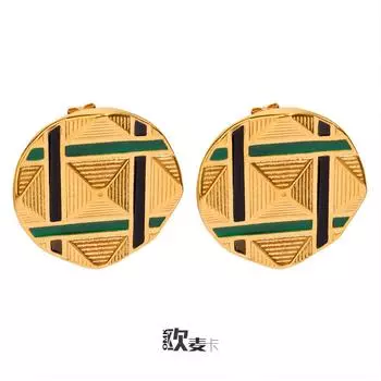 Серьги Wind Fashion универсальные серьги с пирамидальным узором и резьбой круглые серьги-гвоздики вес цветная глазурь титановая сталь позолоченные серьги
