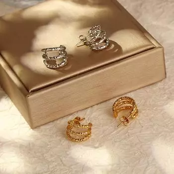 Серьги Wind Light Luxury из нержавеющей стали, женские трендовые серьги из титановой стали 18 карат с покрытием, европейские и американские простые многослойные серьги