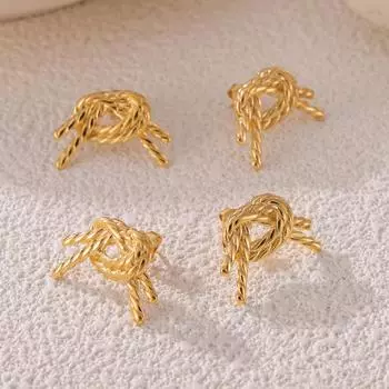 Серьги Wind Light Luxury Rope Knot Twist Knot Серьги Модные Индивидуальные Трендовые Универсальные Серьги-гвоздики из титановой стали Женские ювелирные изделия