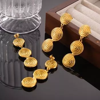 Серьги Wind Light Luxury Threaded Circle, модные, индивидуальные, темпераментные, дизайн, чувство, серьги из титановой стали