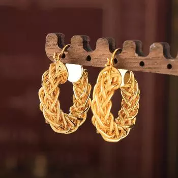 Серьги Wind Twist Woven Hollow Geometric, индивидуальный дизайн, медный материал, покрытый 18-каратным золотом