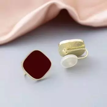 Серьги винно-красного цвета, новые серьги-клипсы с москитной сеткой для женщин без пирсинга, женские серьги