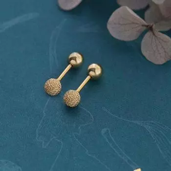 Серьги-винты для женщин, матовые круглые бусины, маленькие ушки, без шариков, парные ушные косточки, мужские