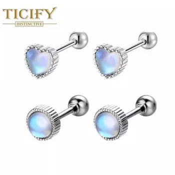 Серьги-винты с камнем и лунным светом, женские нишевые элегантные серьги-гвоздики, сенсорные серьги простого и усовершенствованного дизайна