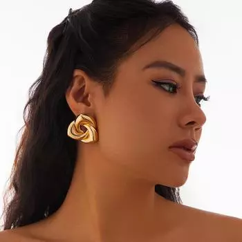 Серьги-витки в европейском и американском стиле с розами — простой дизайн в виде листьев, вдохновленный знаменитостями 3301 золотой