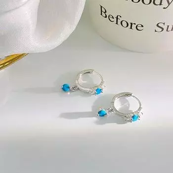 Серьги-вкладыши Blue Diamond Простые и универсальные Изысканные серьги Новые легкие роскошные серьги высокого класса