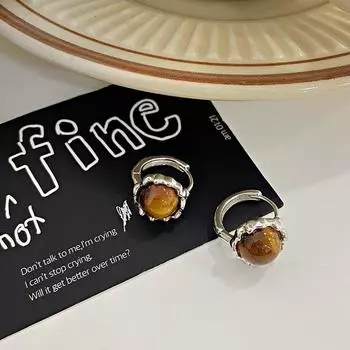 Серьги-вкладыши из лавы и тигрового глаза, модные, легкие, роскошные, высокого класса, с темперой