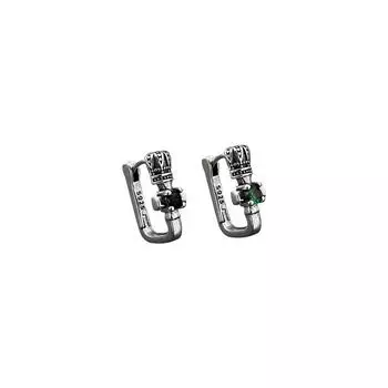 Серьги-вкладыши Queen s Crown с зеленым бриллиантом и черным бриллиантом в темном стиле, модные персонализированные серьги, новый стиль