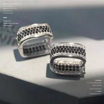 Серьги-вкладыши с черными бриллиантами для женщин, модные индивидуальные серьги, высококачественные мужские и женские трендовые серьги-гвоздики