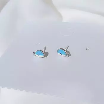 Серьги Xiaoyu Женские простые и милые синие эпоксидные серьги Shy Xiaoyu Милый нишевый дизайн Корейская версия сережек