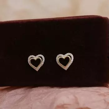 Серьги Xikong Double-layer Love для женщин, легкие, роскошные, модные, нишевые, высококачественные, серьги в форме персикового сердца