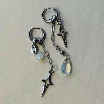 Серьги Y2k Goth Polaris Гипоаллергенные Несочетаемые Опаловые Черные Гранж Альтернативные Милые Модные Висячие Серьги