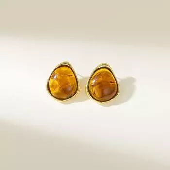 Серьги Yadan Maillard High-End S925 Silver Amber Irregular - Элегантность в стиле Гонконга TE01289