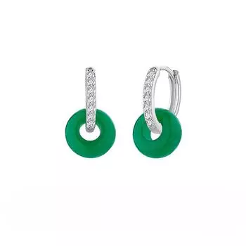 Серьги Yang Mi Green Chalcedony, серьги-пончики Guofeng Premium, серьги с безопасной пряжкой из стерлингового серебра S925 пробы 925 Silver