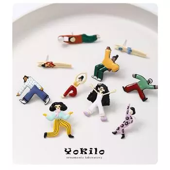 Серьги YOK с японским мультяшным злодеем и капельной масляной эмалью для женщин - юмористический и уникальный дизайн Style 20 (sold individually)