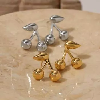 Серьги Yousheng Cherry для женщин, маленькие серьги-гвоздики с фруктами вишни, милые модные ювелирные изделия из сплава, подарок для девушки, жены, девочки-подростка золотистый