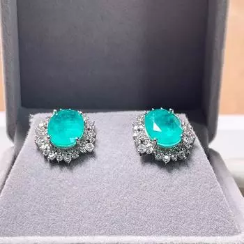 Серьги-заглушки Cellacity Paraiba для очаровательной леди с драгоценным камнем овальной формы 10*14 мм 5А, циркон, свадебная вечеринка, оптовая продажа, ювелирное изделие, подарок