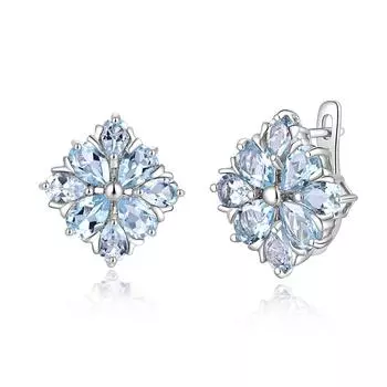 Серьги-застежки из серебра S925 с натуральным бразильским небесно-голубым топазом, драгоценный камень, декабрьский камень для женщин, великолепный ювелирный подарок на годовщину свадьбы M синий