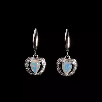 Серьги-застежки из стерлингового серебра 925 пробы в форме сердца с натуральным эфиопским опалом, изысканные украшения для женщин, мам, хороший подарок белый