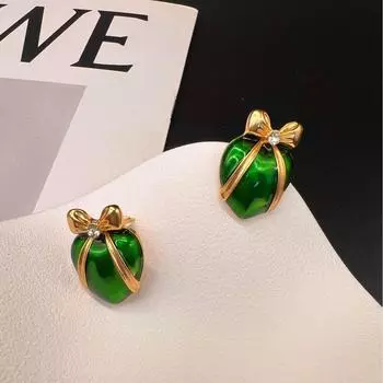 Серьги «Зеленая ретро-любовь»: Универсальный дизайн ниши с серебряной иглой S925 Heart earrings