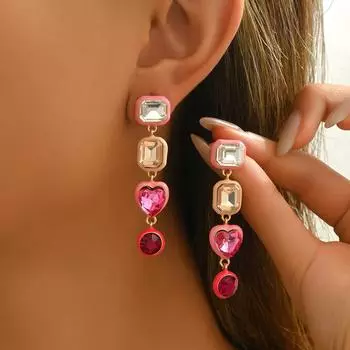 Серьги женские 2025 новый стиль нишевые серьги-пусеты в форме сердца с эмалью, универсальные длинные серьги женские