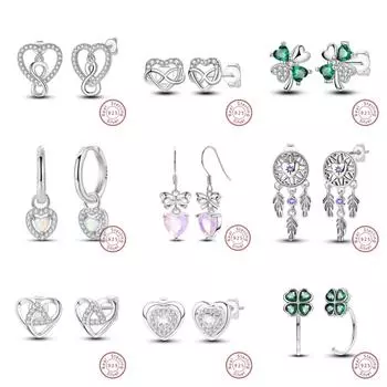 Серьги женские 925 пробы ловец снов четырехлистный клевер серьги гвоздики элитные легкие роскошные ювелирные изделия