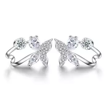 Серьги женские Guochao модные микро-инкрустированные циркониевые цветы бабочки серьги-гвоздики украшения для ушей