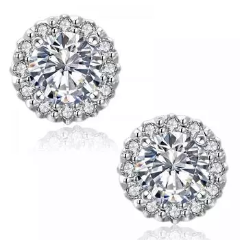 Серьги женские из муассанита Krkc Co 925, снежинка, серебро, металл, не вызывающий аллергию, общий вес 1 карат