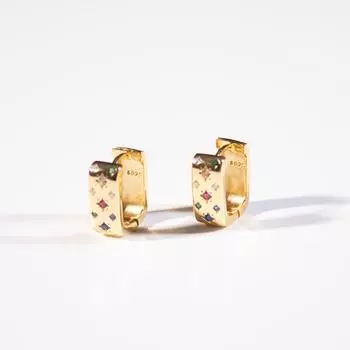 Серьги женские из серебра 925 пробы с разноцветным цирконием, позолоченные, винтажные, не темнеющие