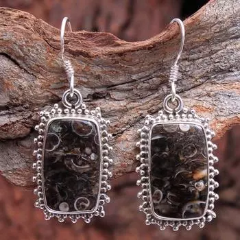 Серьги женские из серебра 925 пробы с агатом Turritella