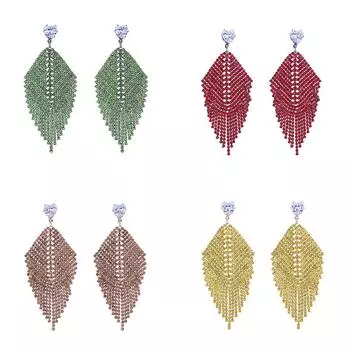 Серьги женские модные с бриллиантами высокого качества, индивидуальный темперамент, в форме листа 4*9cm зелёный