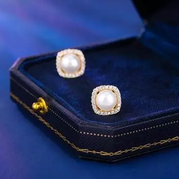 Серьги женские S925 серебряные игольчатые серьги премиум-класса нишевые серьги новые циркониевые серьги простые пресноводные жемчужные серьги золотой