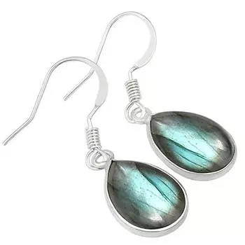 Серьги женские с драгоценным камнем лабрадорит, висячие серьги, подарок для нее, серьги ручной работы, серьги с камнем по дате рождения, ювелирные изделия из серебра 925 пробы