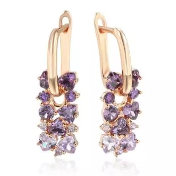 Серьги женские сиреневые Wbmqda Роскошные серьги золотого цвета Ювелирные изделия фиолетовый